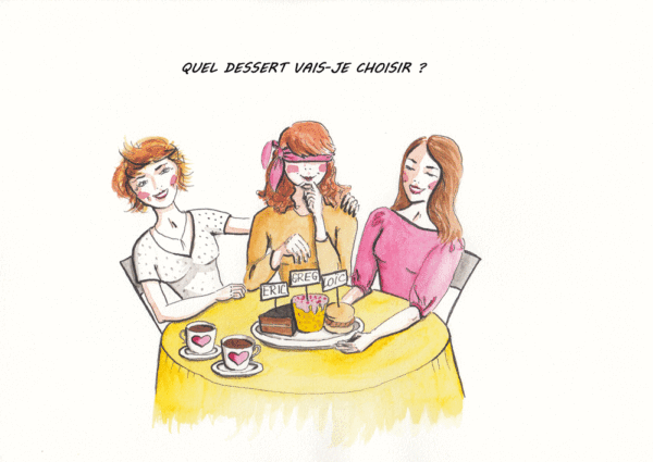 Illustration - Presse - Magazine - Femmes - Dessert - Humour - Amour - Séduction - Table - Encre de Chine - Aquarelle