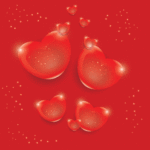 Carte - Saint Valentin - Cœurs - Verre - Transparence - Rouge - Amour - Image vectorielle - Illustrator