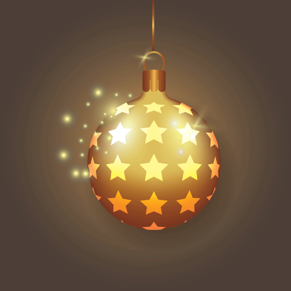 Boule de Noël - Illustration - Image vectorielle - Illustrator - Etoiles - Lumière - Or - Doré